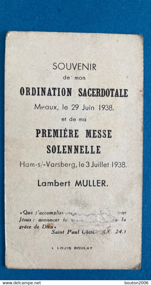 Ham Sous Varsberg Faire-Parts 1938 Première Messe Solennelle Lambert Muller - Andere & Zonder Classificatie