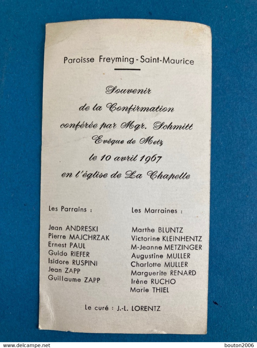 Freyming Merlebach Faire-Parts 1967 Confirmation Monseigneur Schmitt Évêque De Metz Eglise La Chapelle - Sonstige & Ohne Zuordnung