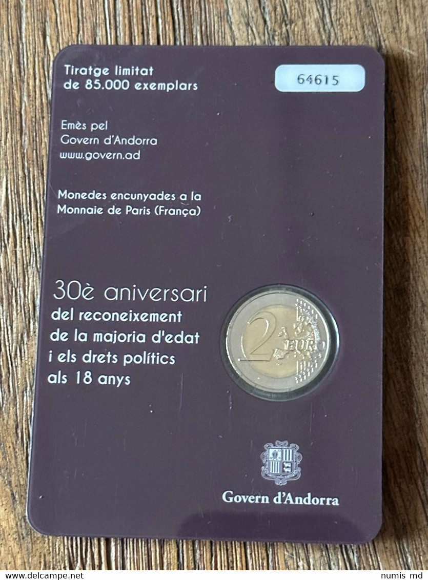 ANDORRE - ANDORRA 2015 2€ "Majorité 18 Ans" BU Coincard - Andorra