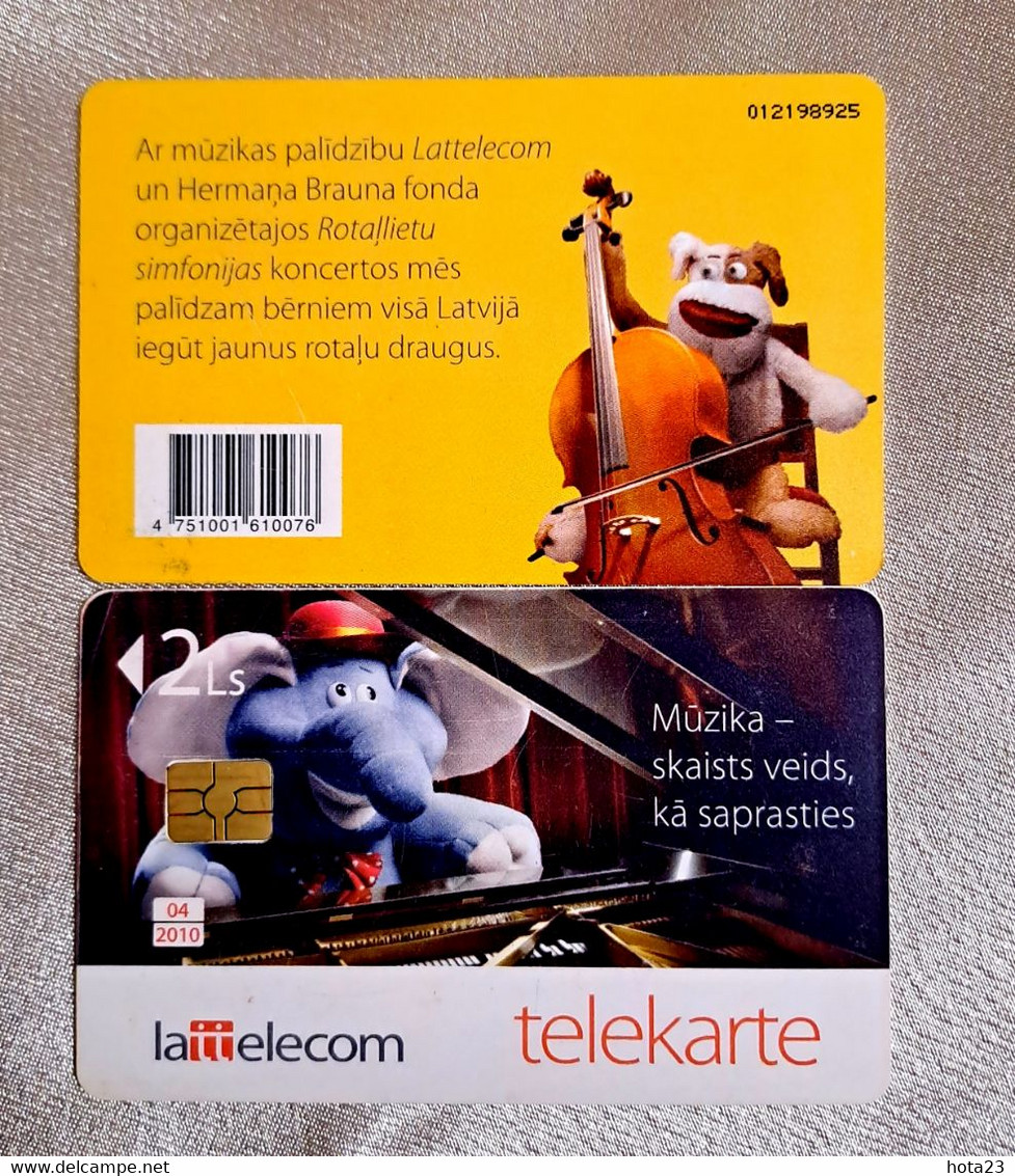 2010 Latvia Elephant And Dog - Music That Helps People Used Chip Phone Card - Lettonia