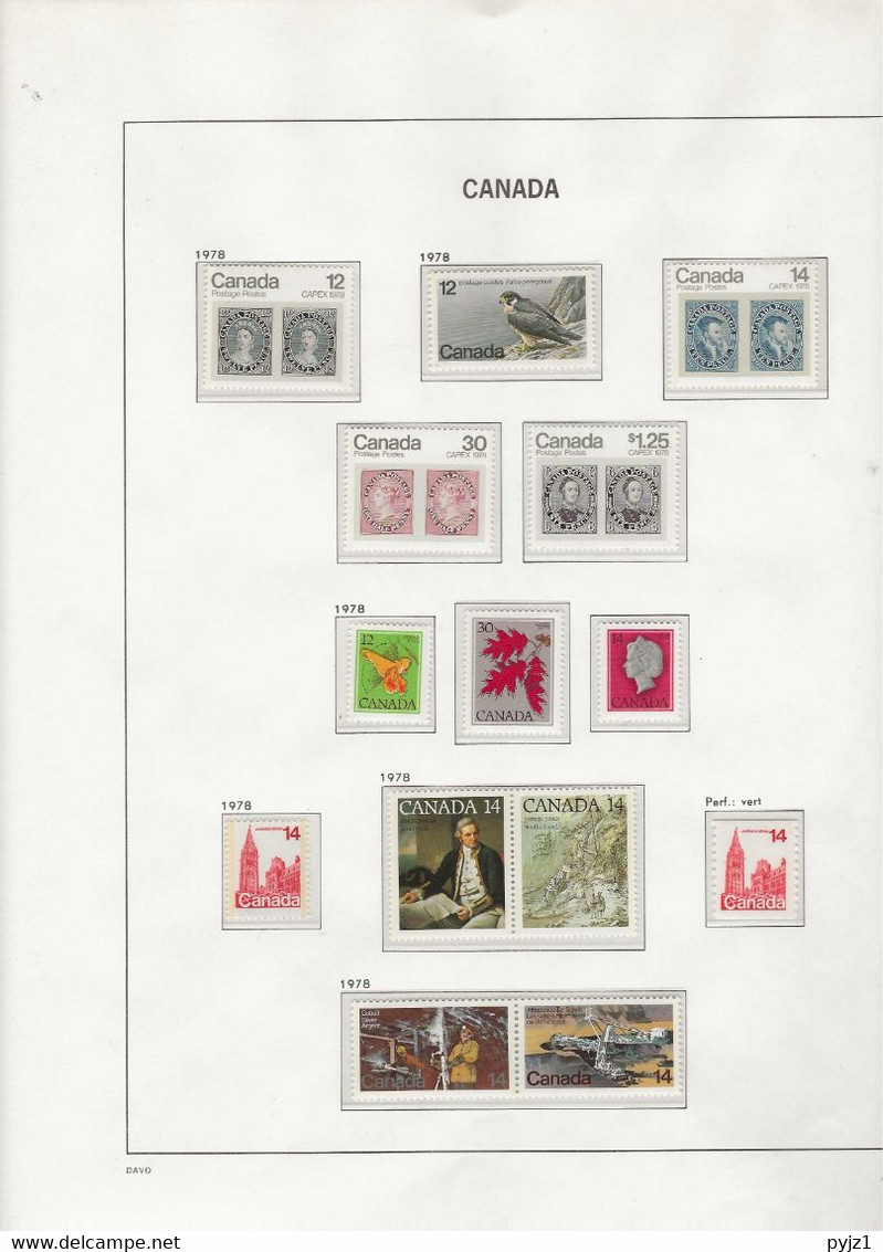 1978 MNH Canada Year Collection According To DAVO Album Postfris** - Volledige Jaargang