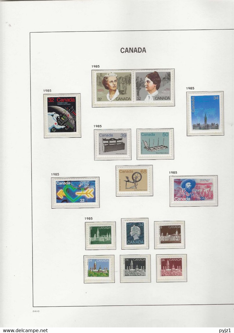 1985 MNH Canada Year Collection According To DAVO Album Postfris** - Años Completos