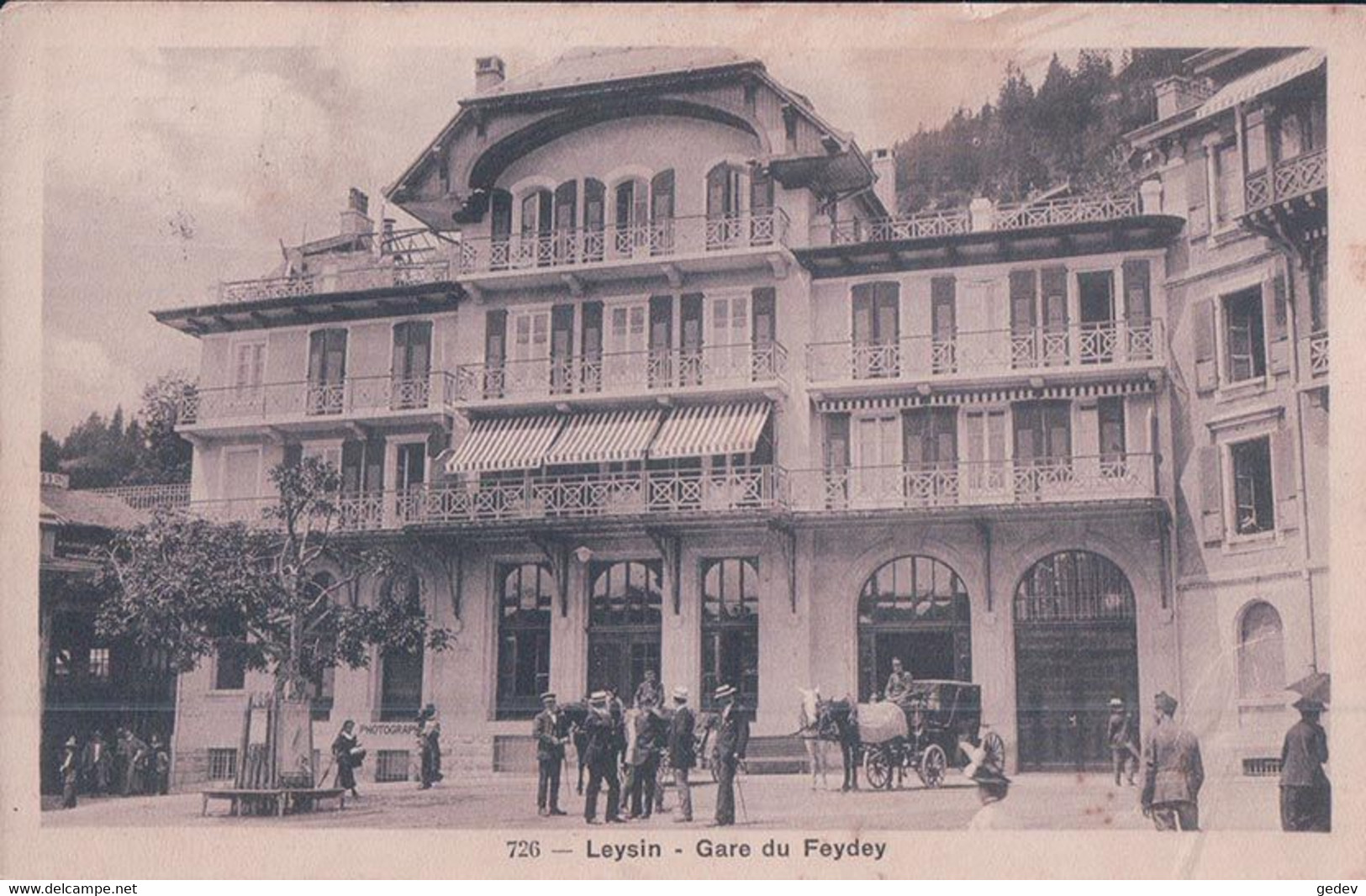 Leysin VD, Gare Du Feydey Animée, Aattelage De 2 Chevaux (726) - Fey