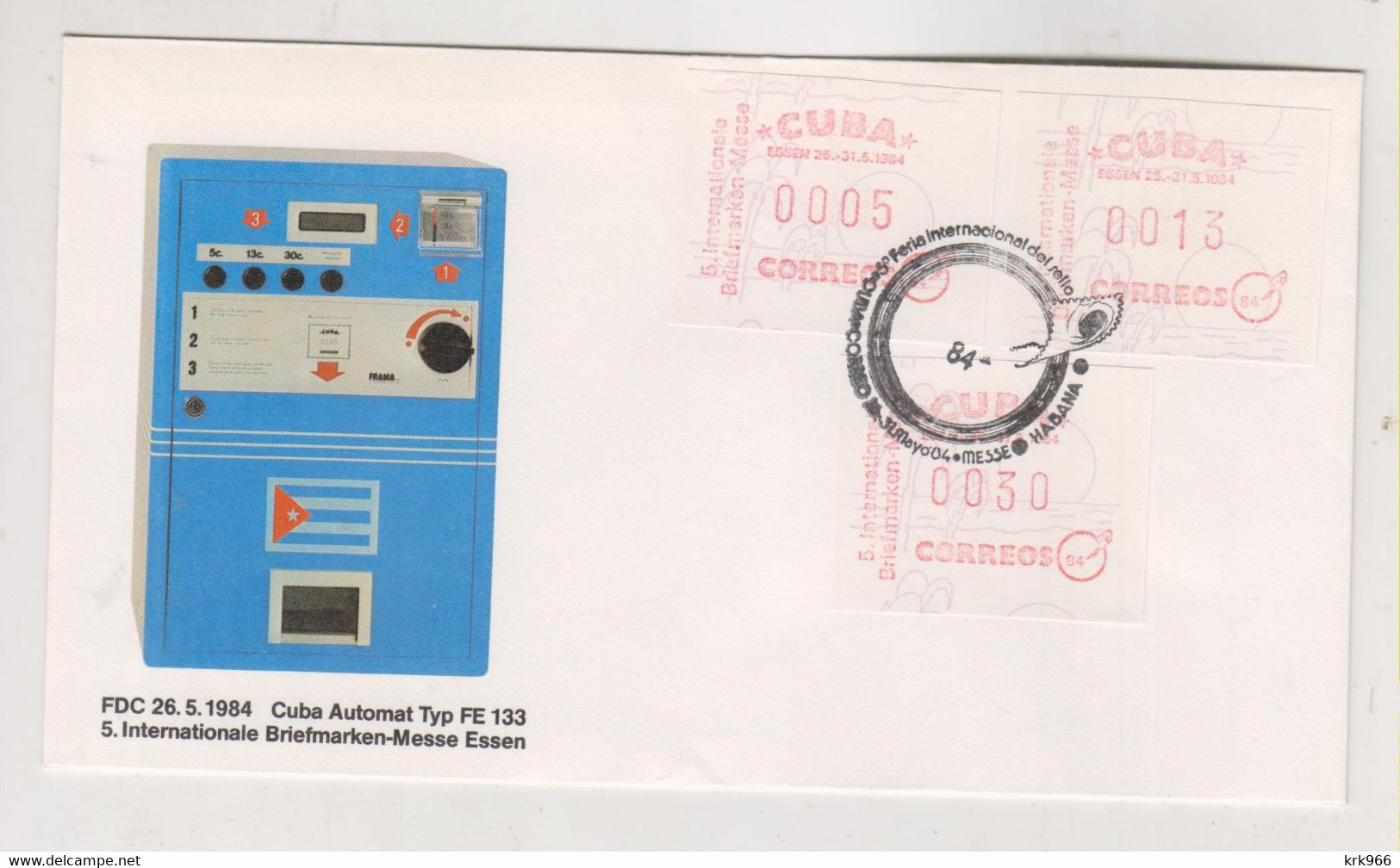 CUBA 1984  ATM Stamp Used On Cover ESSEN GERMANY Stamp Show - Cartas & Documentos