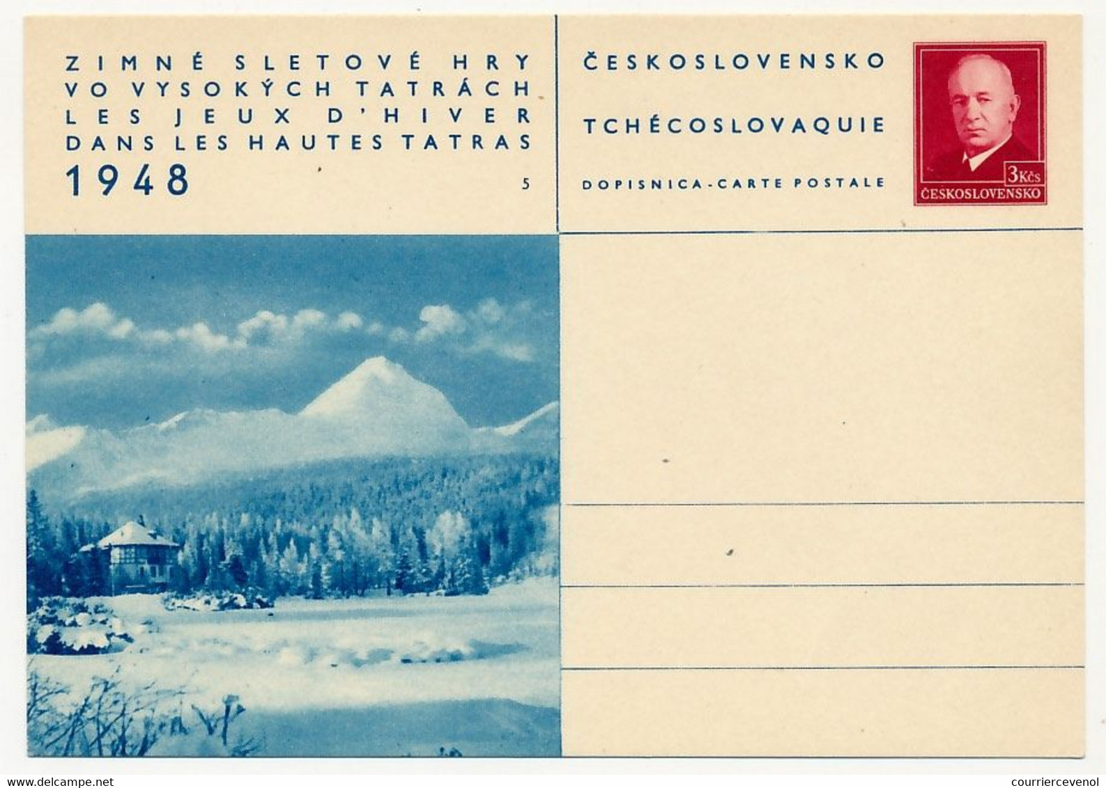 TCHECOSLOVAQUIE - Carte Postale (entier Postal) - TATRACH 1948 - Cartes Postales