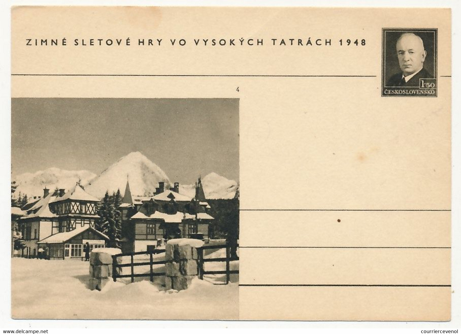 TCHECOSLOVAQUIE - Carte Postale (entier Postal) - TATRACH 1948 - Postales