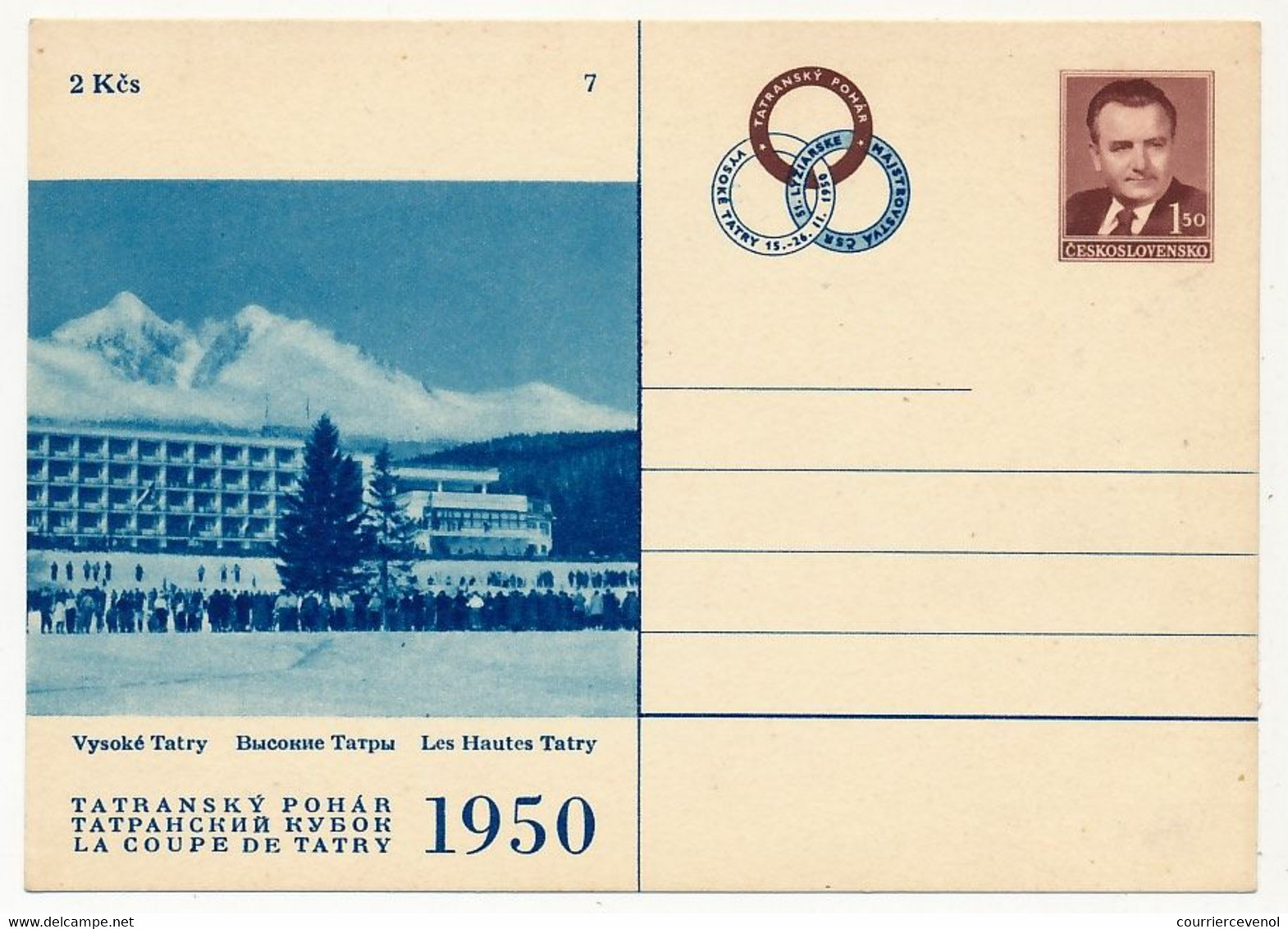 TCHECOSLOVAQUIE - 4 Cartes Postales (entier Postaux) - Coupe De Tatry - 1950 - Ansichtskarten