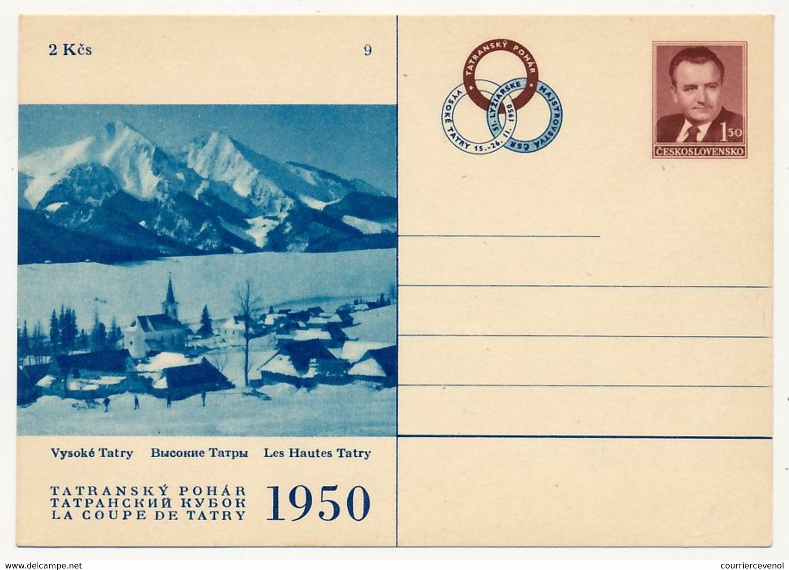 TCHECOSLOVAQUIE - 4 Cartes Postales (entier Postaux) - Coupe De Tatry - 1950 - Cartes Postales