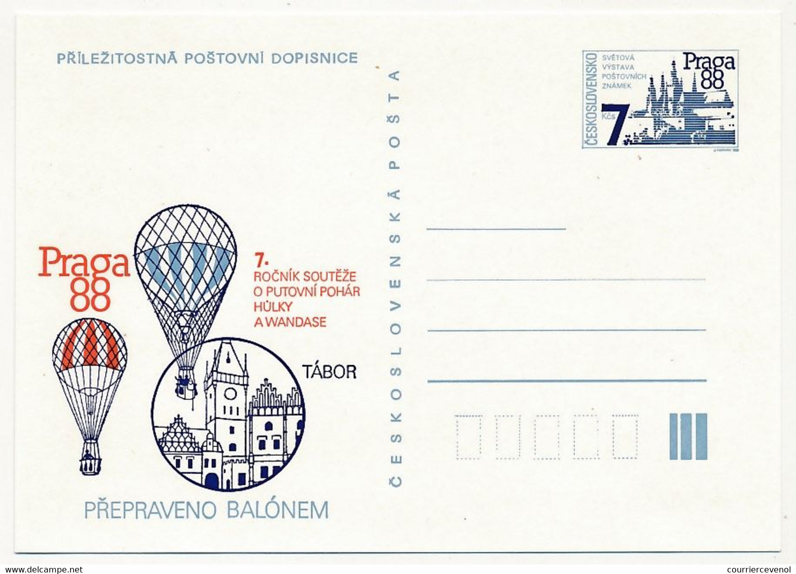 TCHECOSLOVAQUIE - Carte Postale (entier Postal) - Praga 88 - Neuve - Ansichtskarten