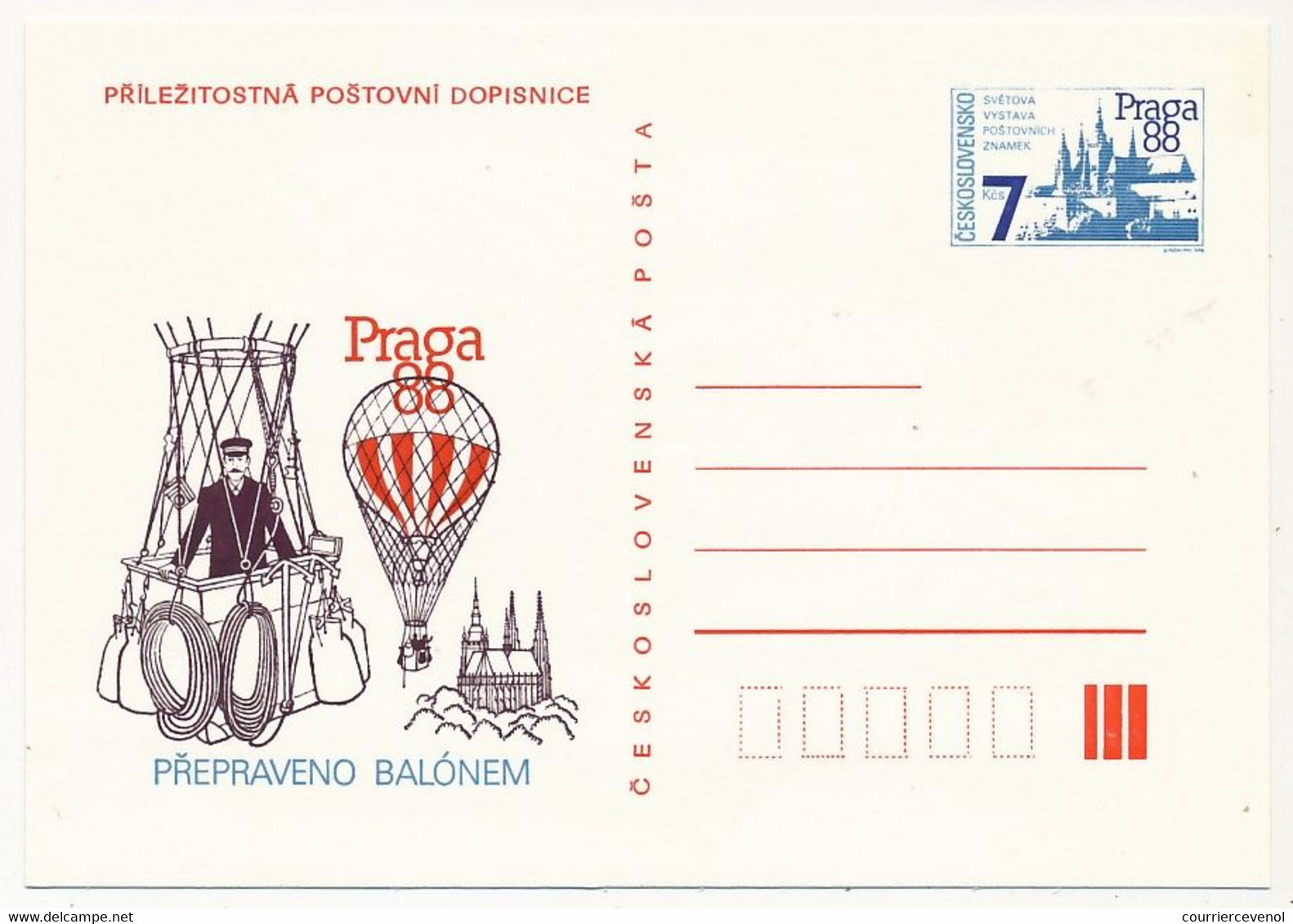 TCHECOSLOVAQUIE - Carte Postale (entier Postal) - Praga 88 - Neuve - Ansichtskarten