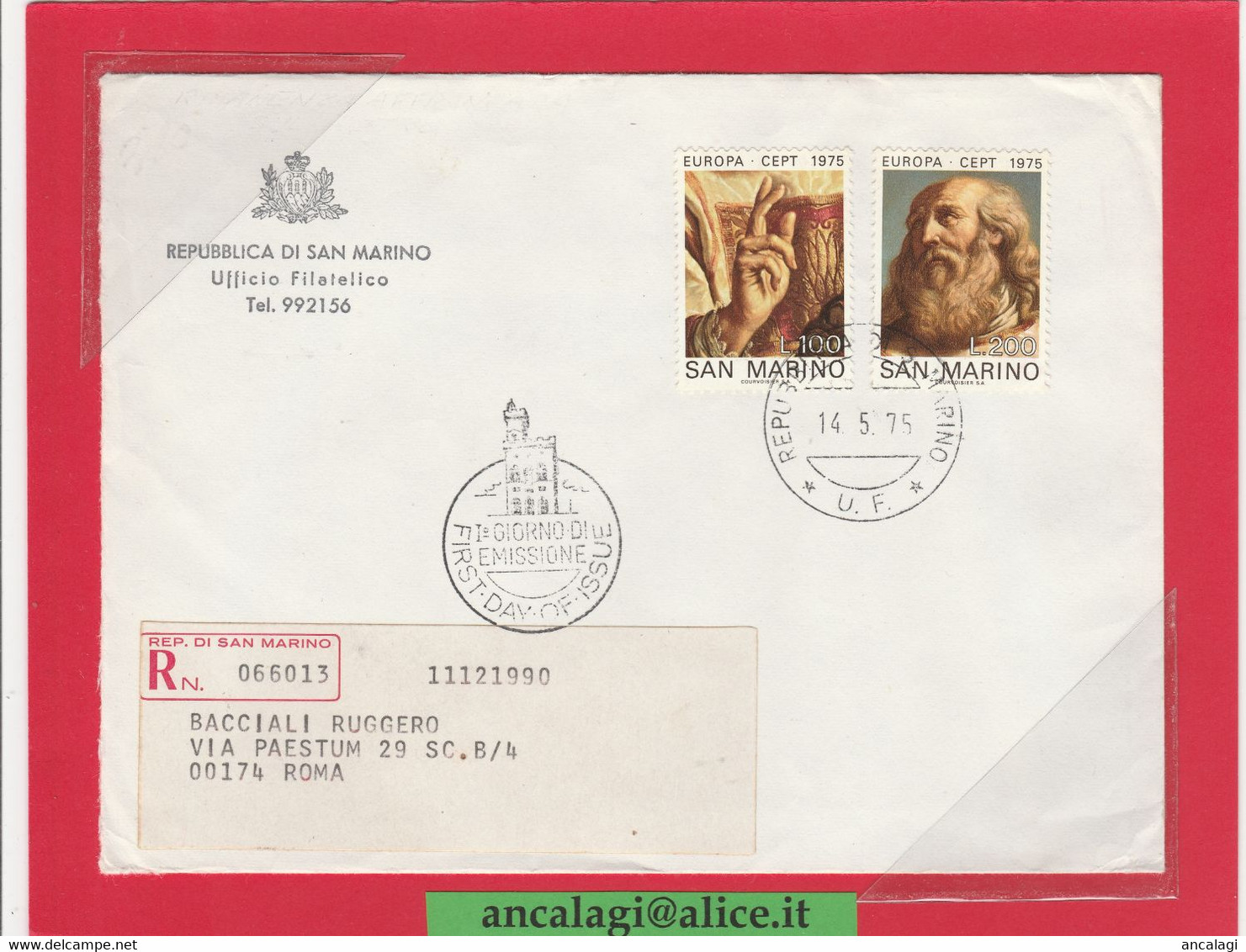 SAN MARINO 1975 - St.Post.053 - Busta FDC Raccomandata, 2v. Serie "EUROPA CEPT" - Vedi Descrizione - - Briefe U. Dokumente