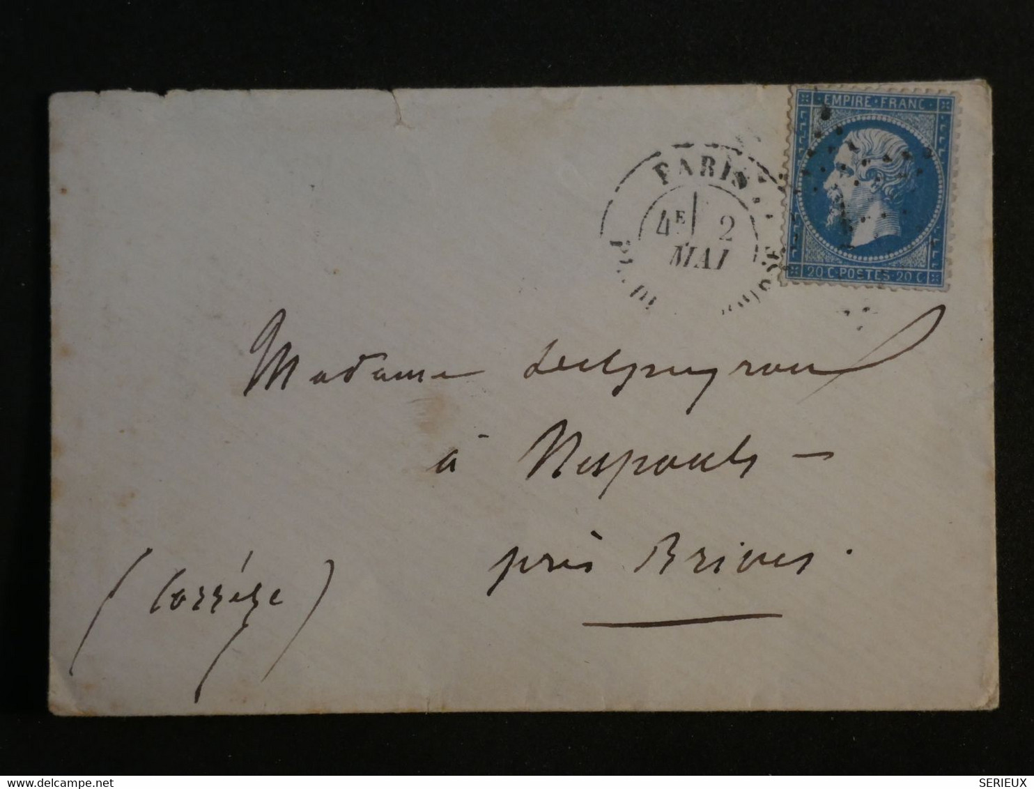 BM10  FRANCE  BELLE LETTRE 1865 ETOILE DE PARIS N°2  A BRIERES  +N°22+AFFRANCH.   PLAISANT++++ - 1862 Napoléon III.