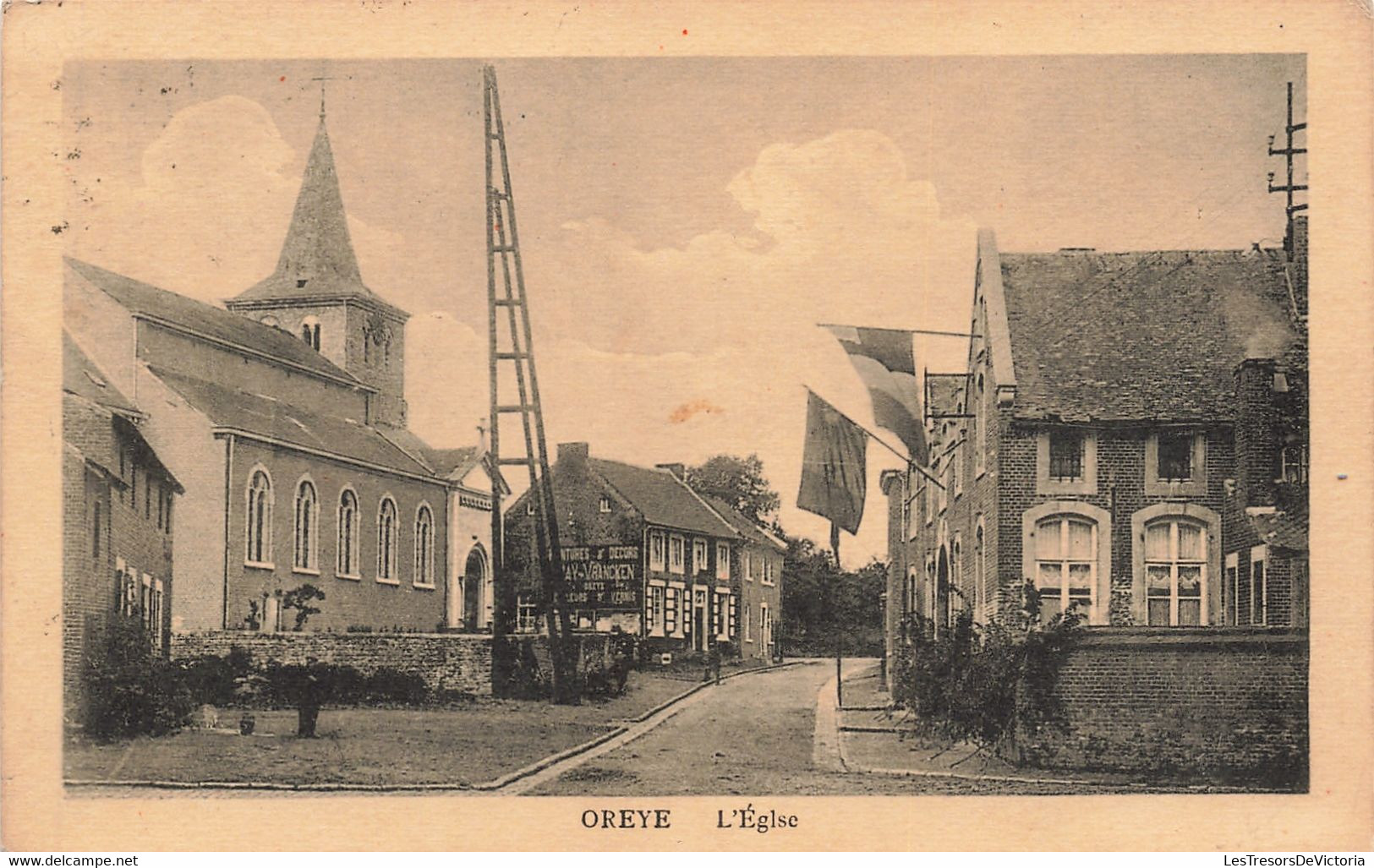 CPA - Belgique - Oreye - L'Eglise - Edit. Henri Kaquet - Oblitéré Waremme 1924 - Clocher - Drapeau - Oreye