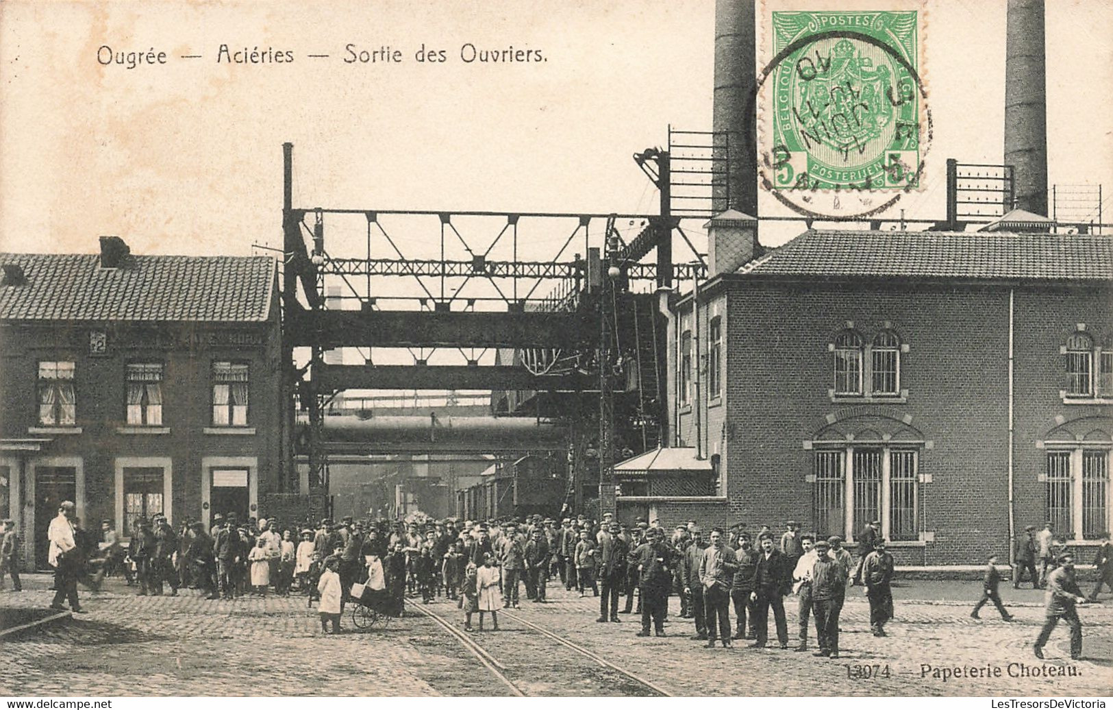 CPA - Belgique - Ougrée - Aciéries - Sortie Des Ouvriers - Papeterie Choteau - Animé - Oblitéré Seraing 1910 - Seraing