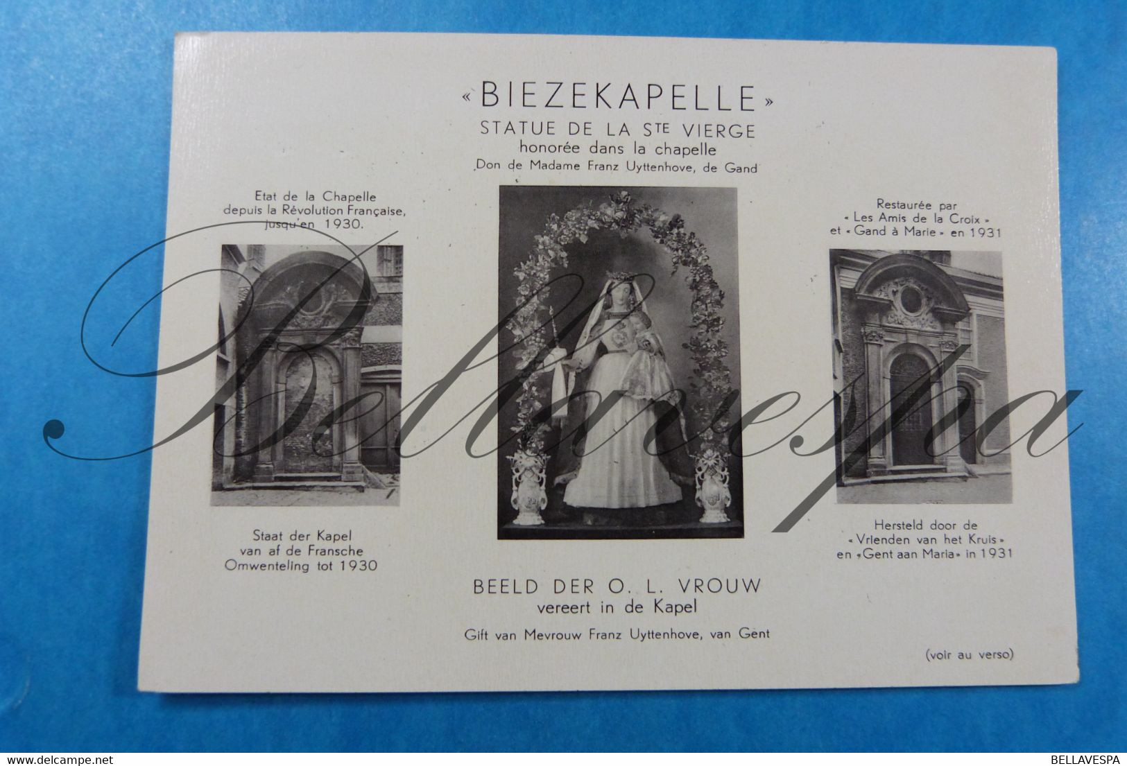 Biezekapelle Gent. St Bavo Beeld O.L.V. Gift Mevr. Franz Uytenhove - Gent