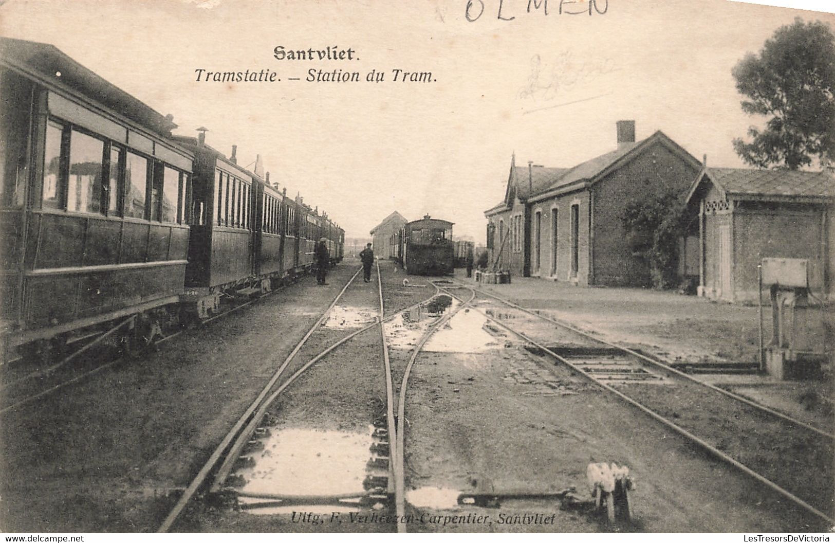 CPA - Belgique - Santvliet - Tramstatie - Station De Tram - Uit. F. Verheezen Carpentier - Animé - Altri & Non Classificati