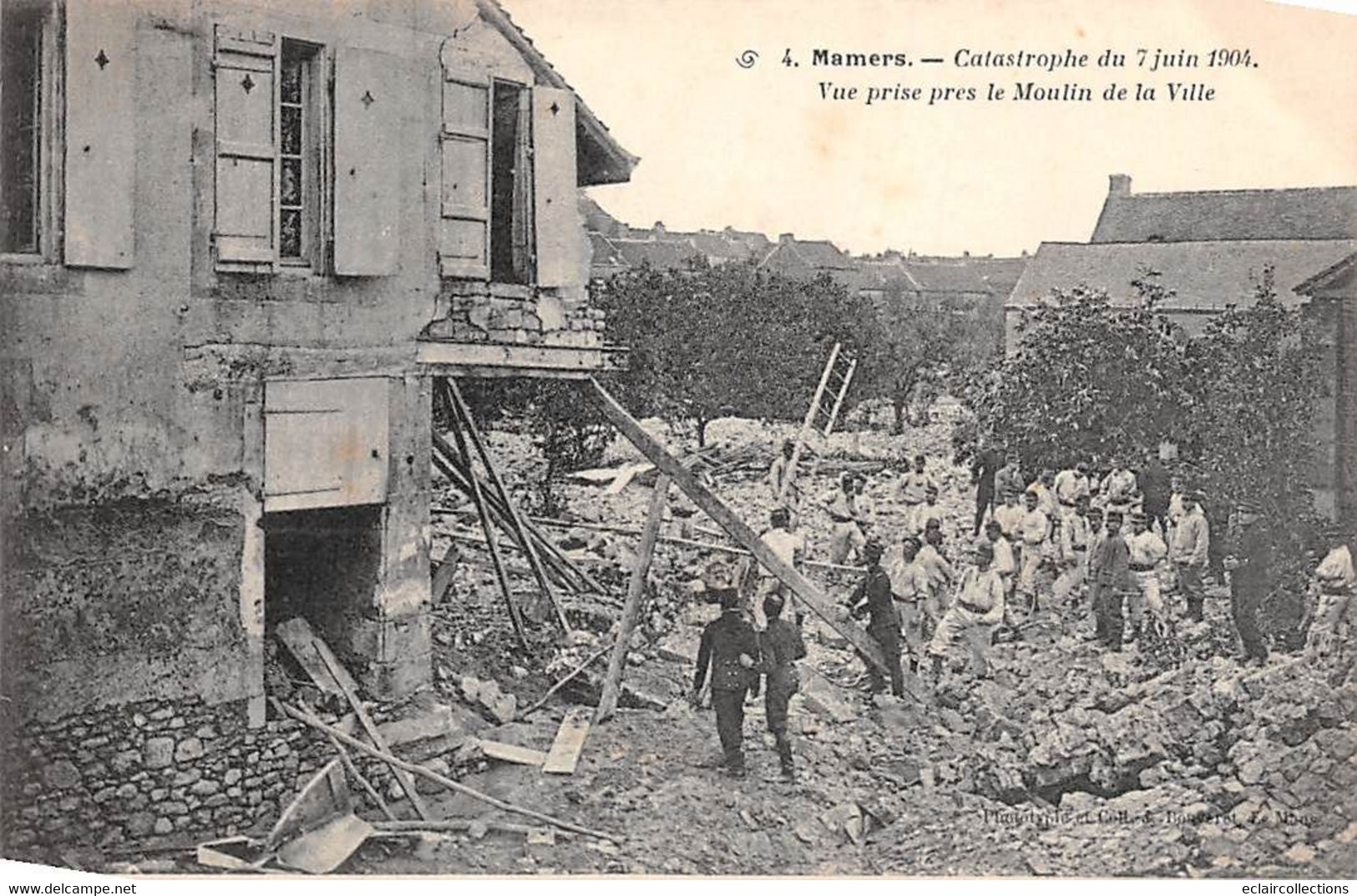 Mamers      72       Catastrophe  Juin 1904: Moulin De La Ville  Décombres     N° 4   (voir Scan) - Mamers