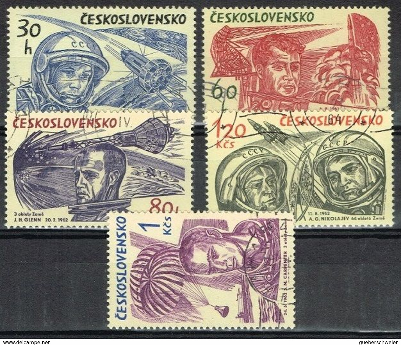 AST 199 - TCHECOSLOVAQUIE N° 1331/35 Obl. Cosmos - Poste Aérienne