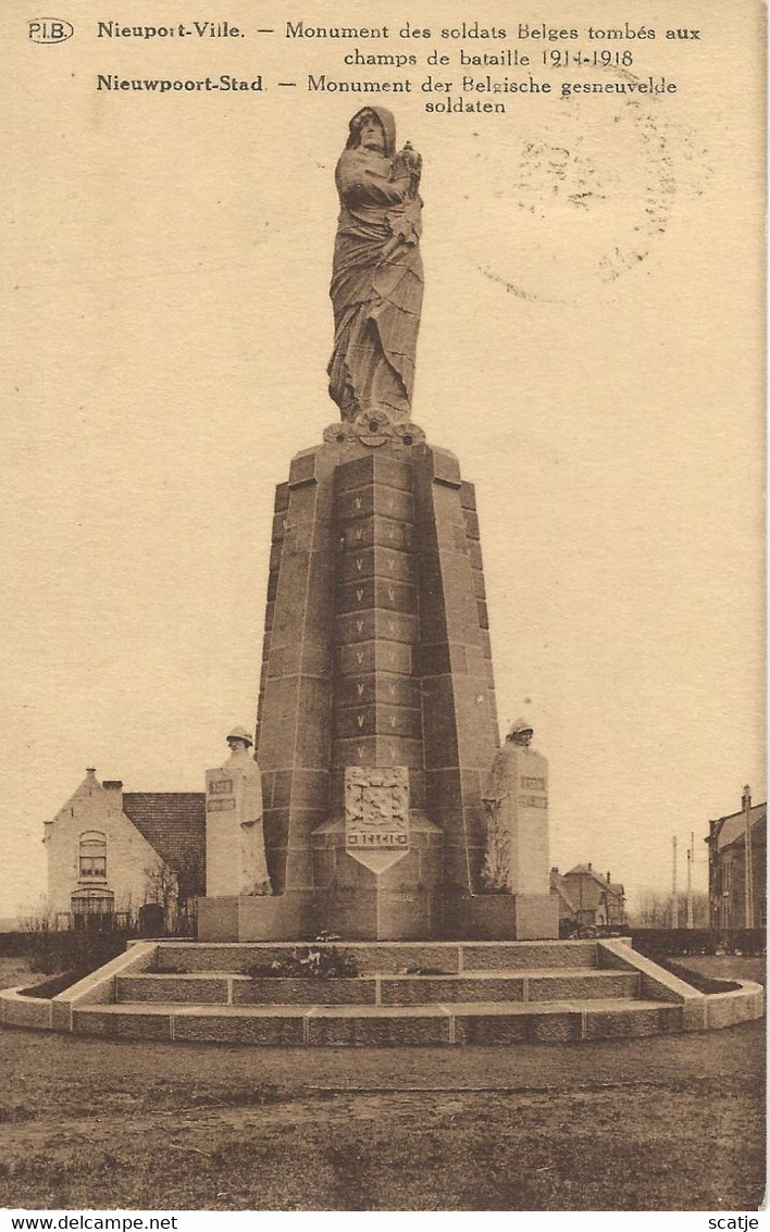 Nieuport-Ville   -   Monument Des Soldats Belges Tombés Aux Champs De Bataille 1914-1918   -   1934   Naar   Merksem - Monuments Aux Morts