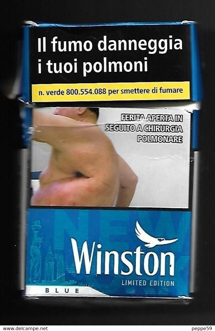 Tabacco Pacchetto Di Sigarette Italia - Winston Blue Limited Ed. Da 20 Pezzi N.6 - Vuoto - Etuis à Cigarettes Vides