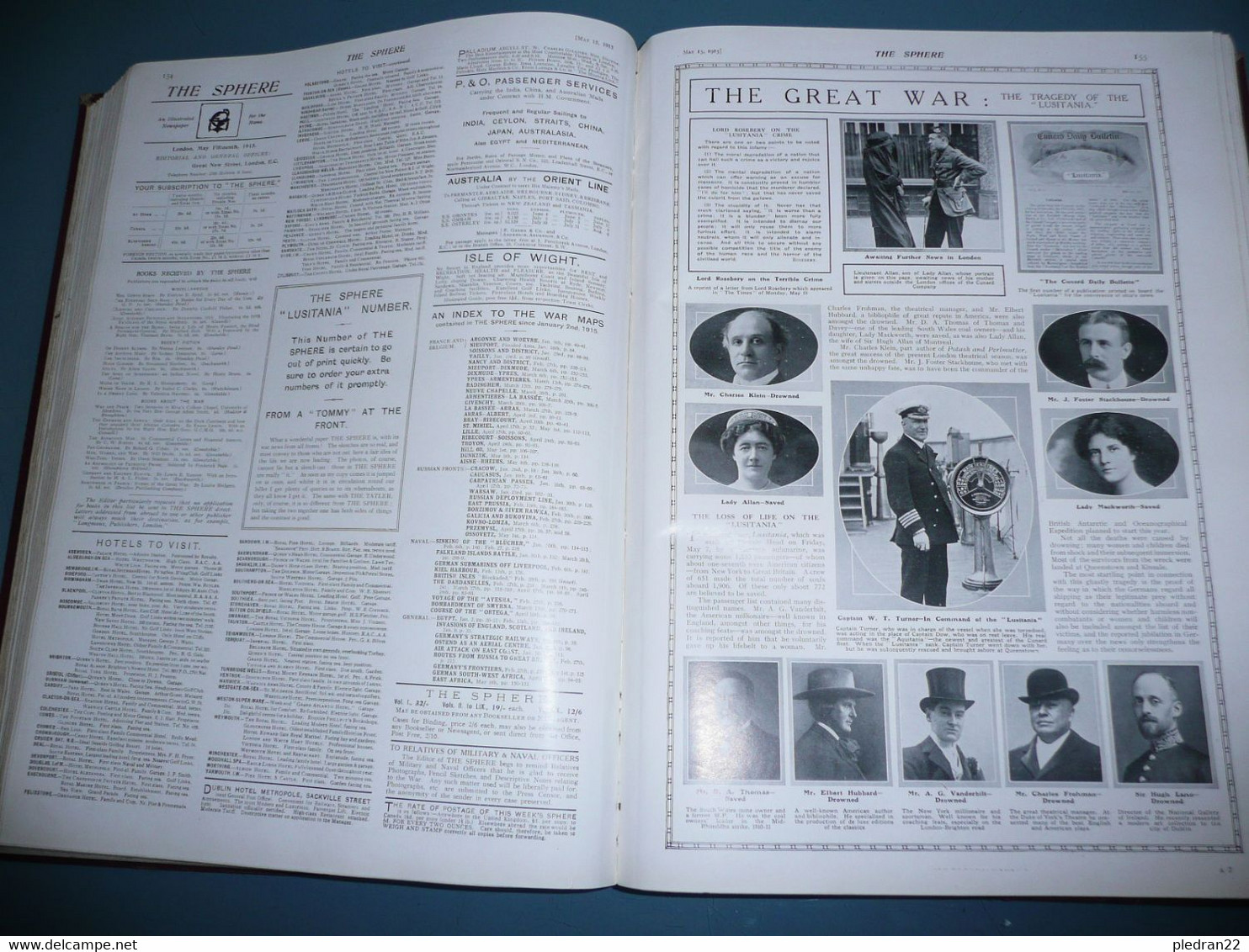 RELIURE DE LA REVUE THE SPHERE JANVIER à AOUT 1915 GUERRE DE 1914 1918 N° 784 à 813 GRANDE BRETAGNE ROYAUME UNI - Military/ War