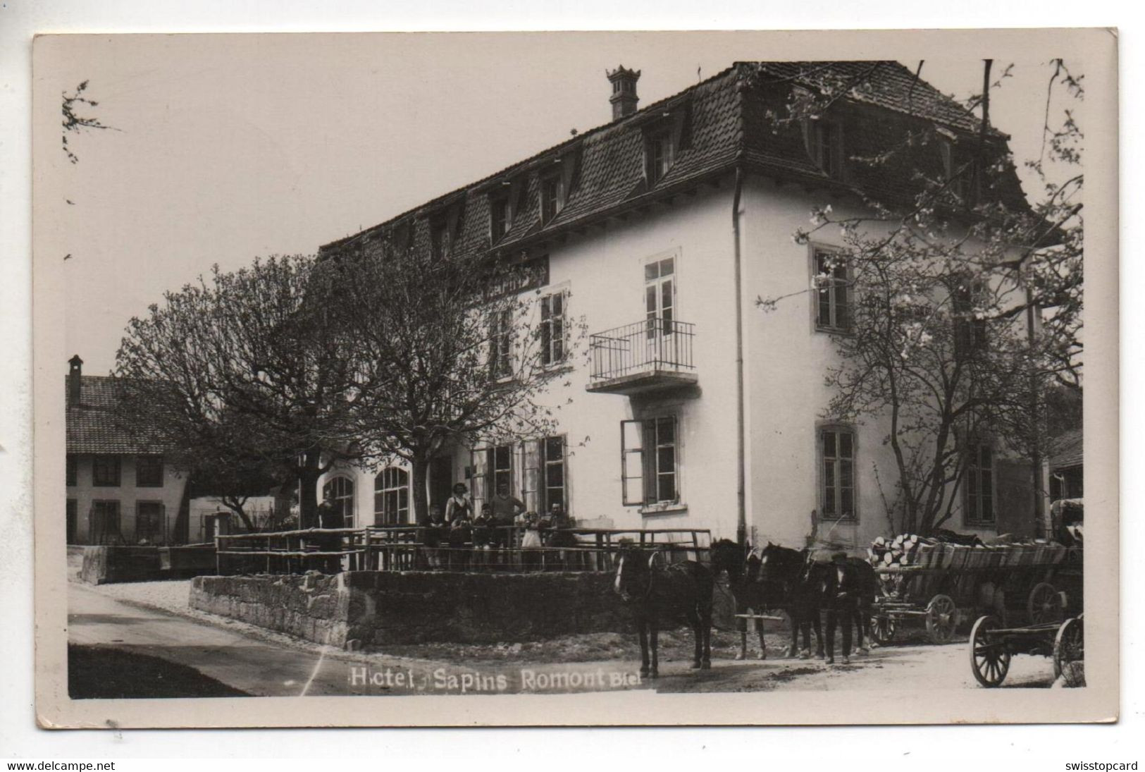 ROMONT Biel Hotel Sapins Pferde-Fuhrwerk Gel. 1939 Feldpost - Romont