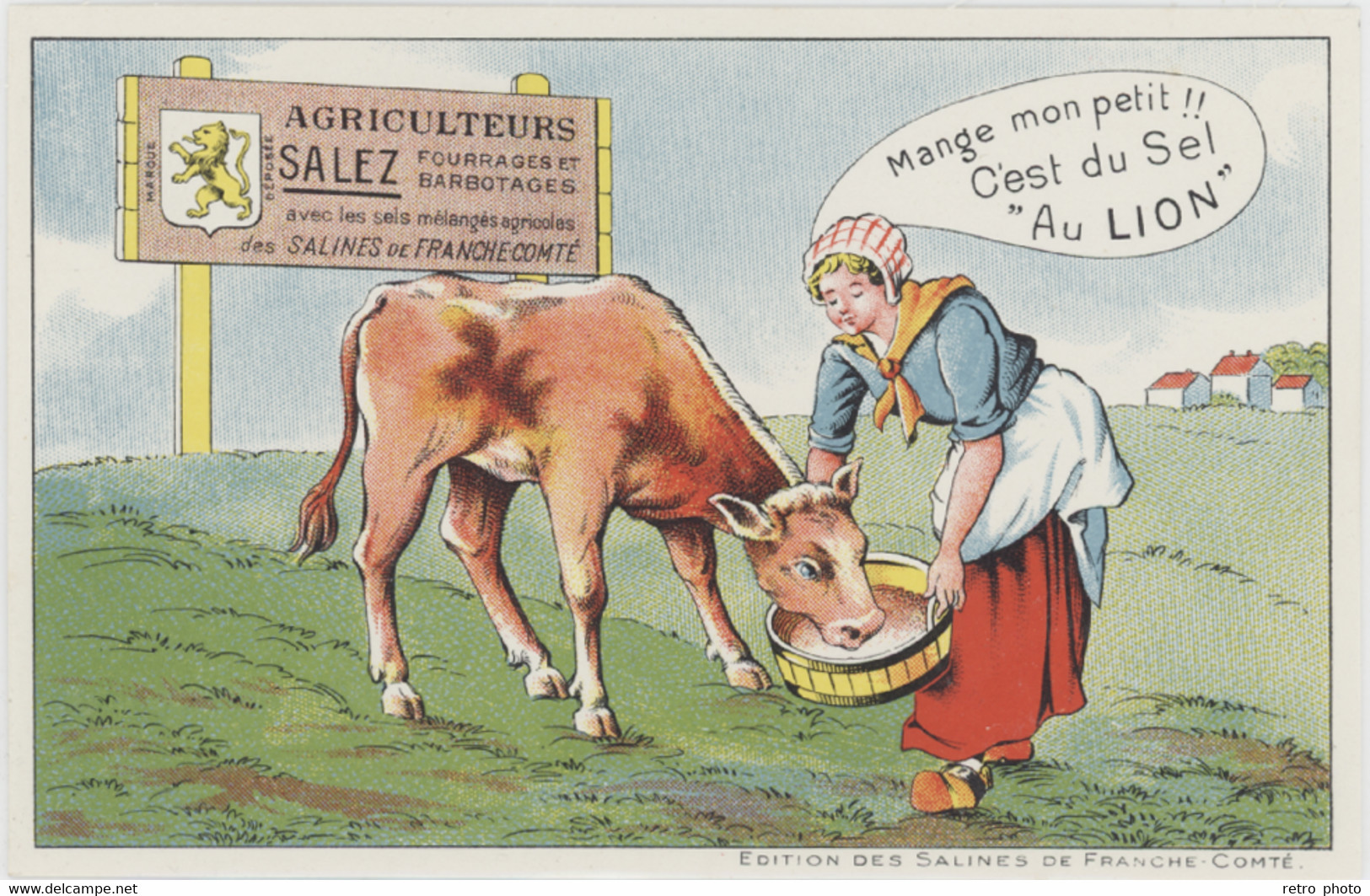 3 Cpa Pub Salines De Franche-Comté – Besançon, Vache - Publicité