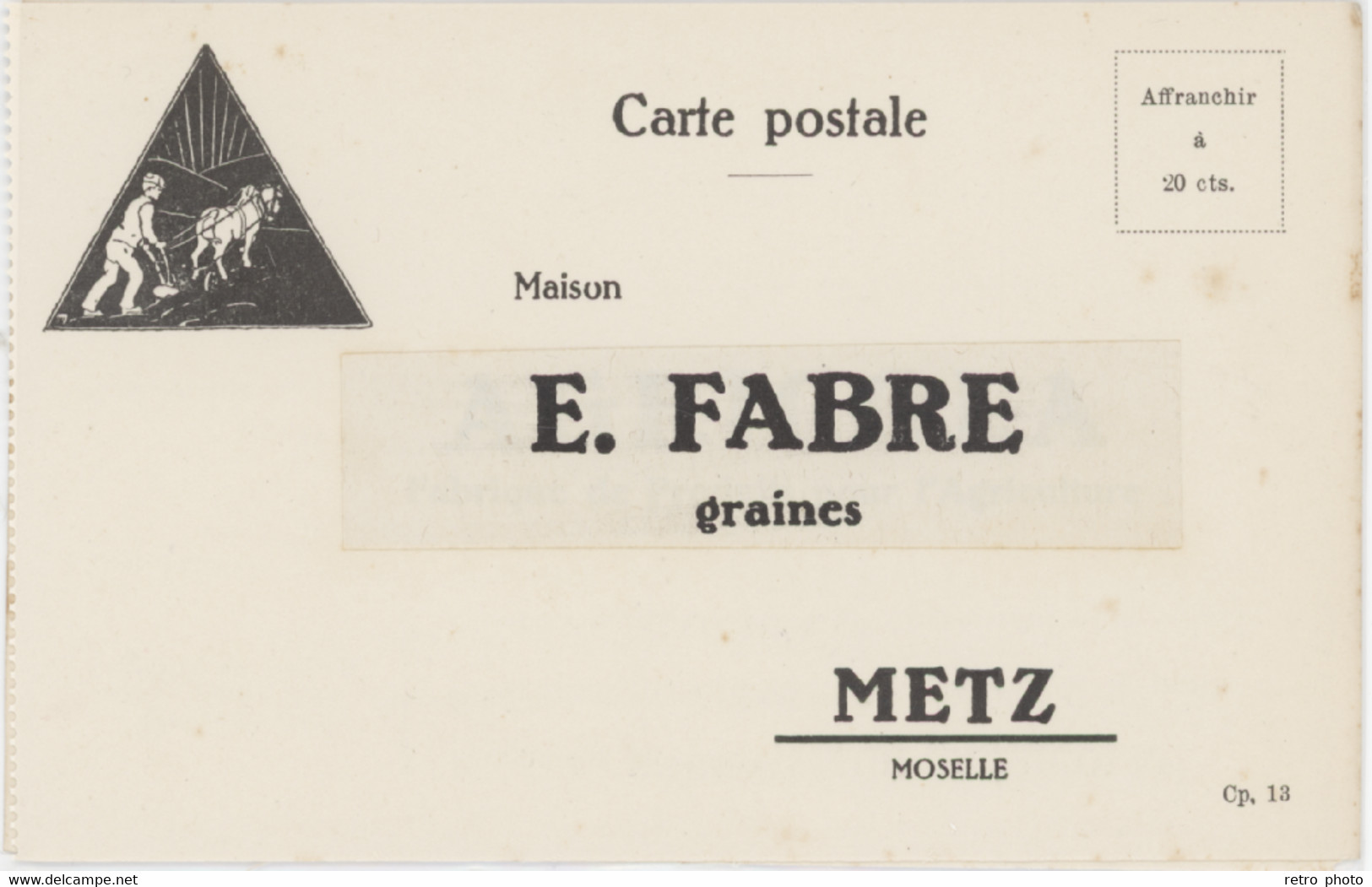 2 Cpa E. Fabre, Graines, Metz - Publicité