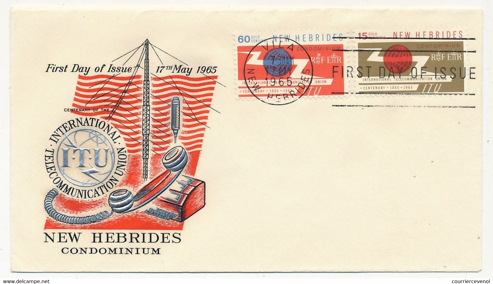 NOUVELLE HÉBRIDES - Enveloppe FDC - Union International Des Télécommunications - (Leg Angl) VILA 17/11/1965 - FDC