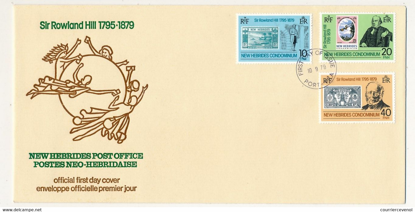 NOUVELLE HÉBRIDES - 2 Enveloppes FDC - Bloc Feuillet Sir Rowland Hill - PORT VILA - 10/9/1970 - FDC