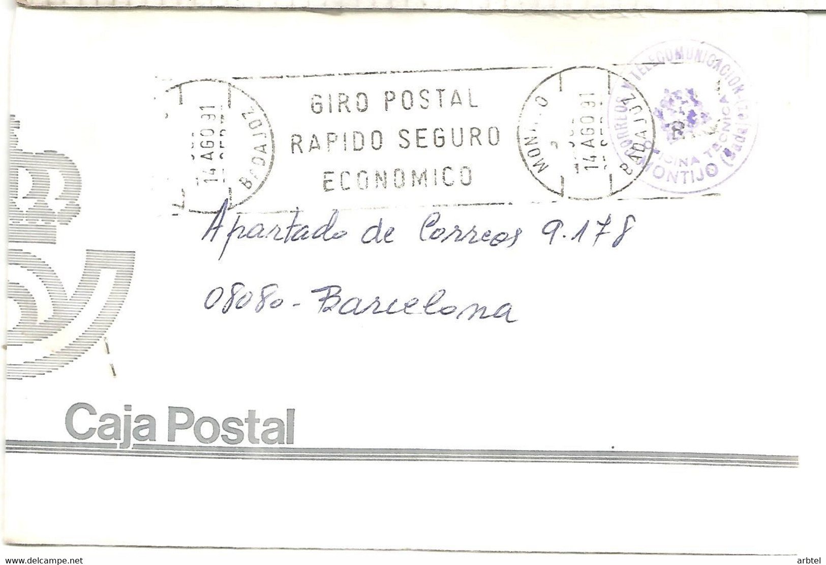 MONTIJO BADAJOZ CC FRANQUICIA DE CORREOS 1991 - Vrijstelling Van Portkosten