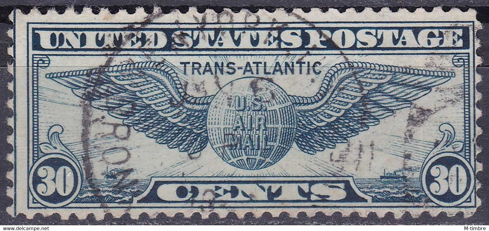 Etats-Unis (Poste Aérienne) YT 25 Mi 450 Sn C24 Année 1939 (Used °) Globe - 1a. 1918-1940 Used