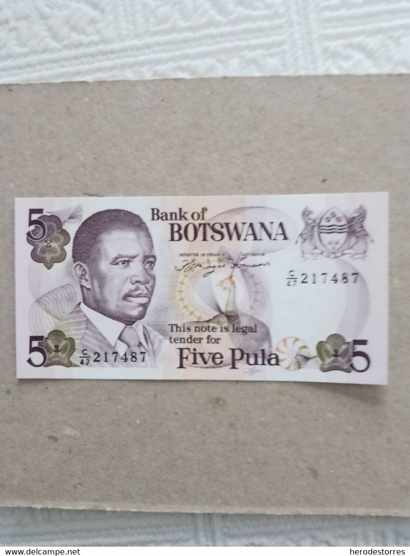 Billete De Botswana De 5 Pula, Año 1992, UNC - Botswana