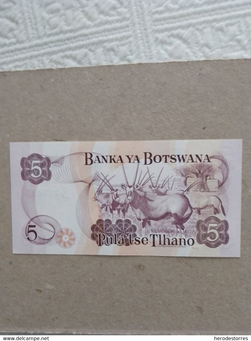 Billete De Botswana De 5 Pula, Año 1992, UNC - Botswana