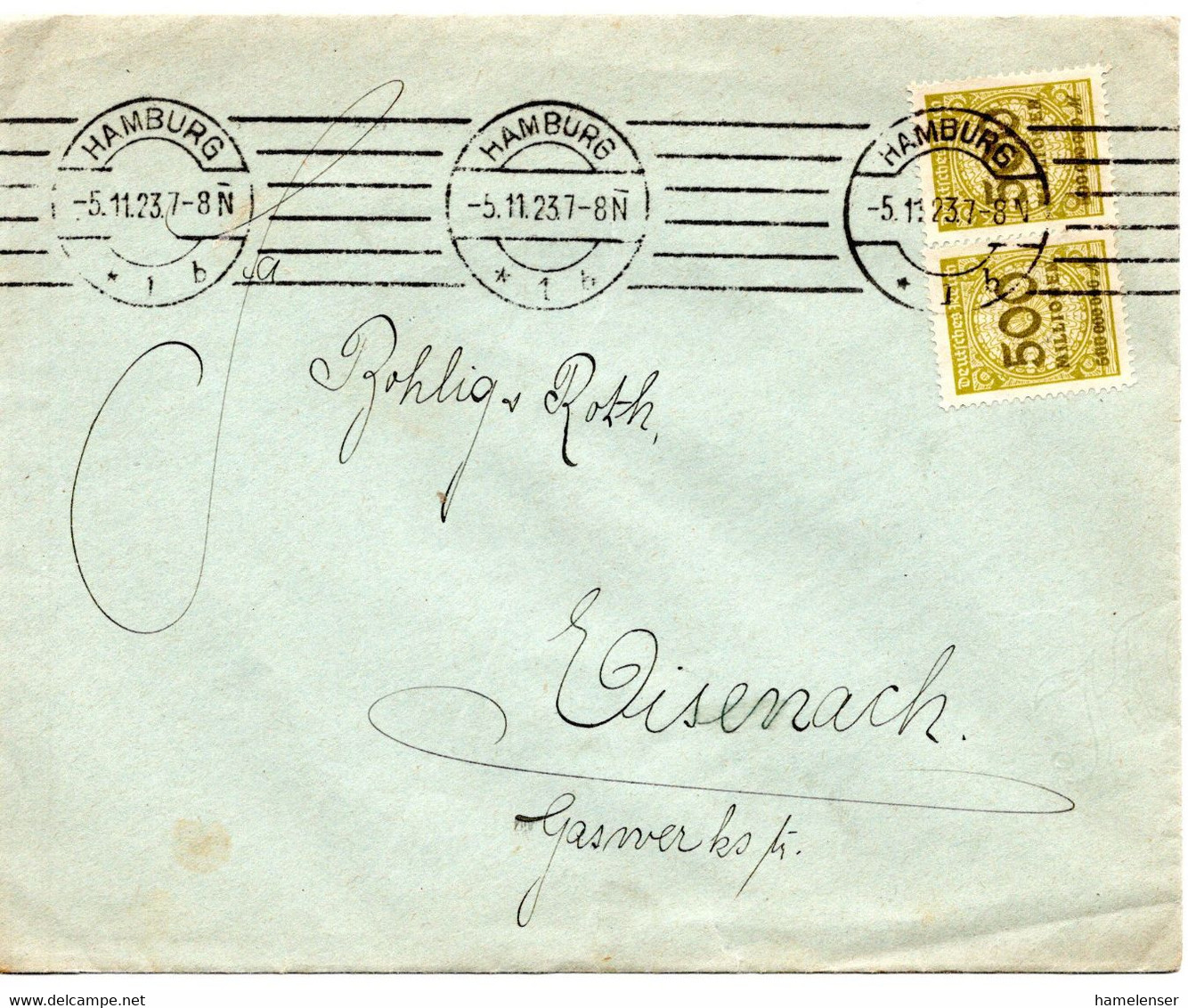 56552 - Deutsches Reich - 1923 - 2@500.000M A Bf HAMBURG -> Eisenach - Storia Postale