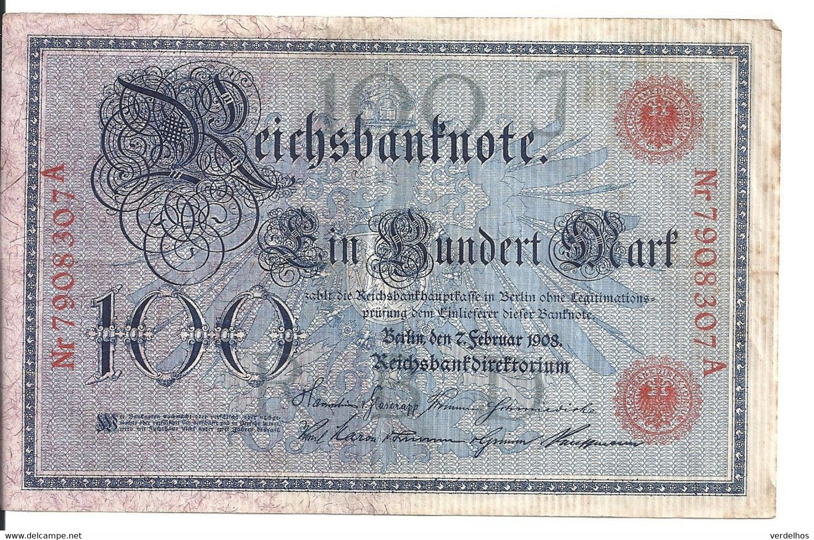 ALLEMAGNE 100 MARK 1908 VF P 33 - 100 Mark