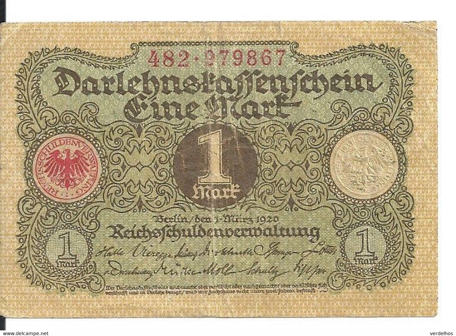 ALLEMAGNE 1 MARK 1920 VF+ P 58 - 1 Mark