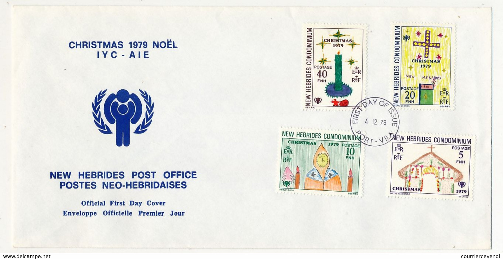 NOUVELLE HÉBRIDES - Enveloppe FDC - Noël 1979 - PORT-VILA - 4/12/1979 - FDC