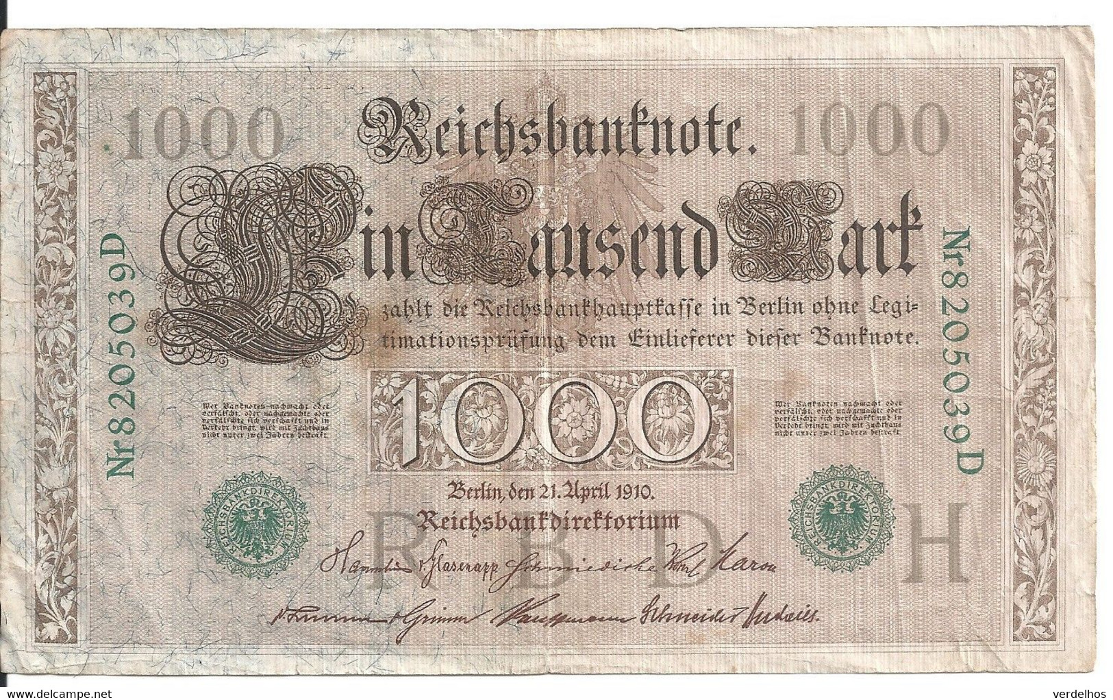 ALLEMAGNE 1000 MARK 1910 VF P 45 - 1000 Mark