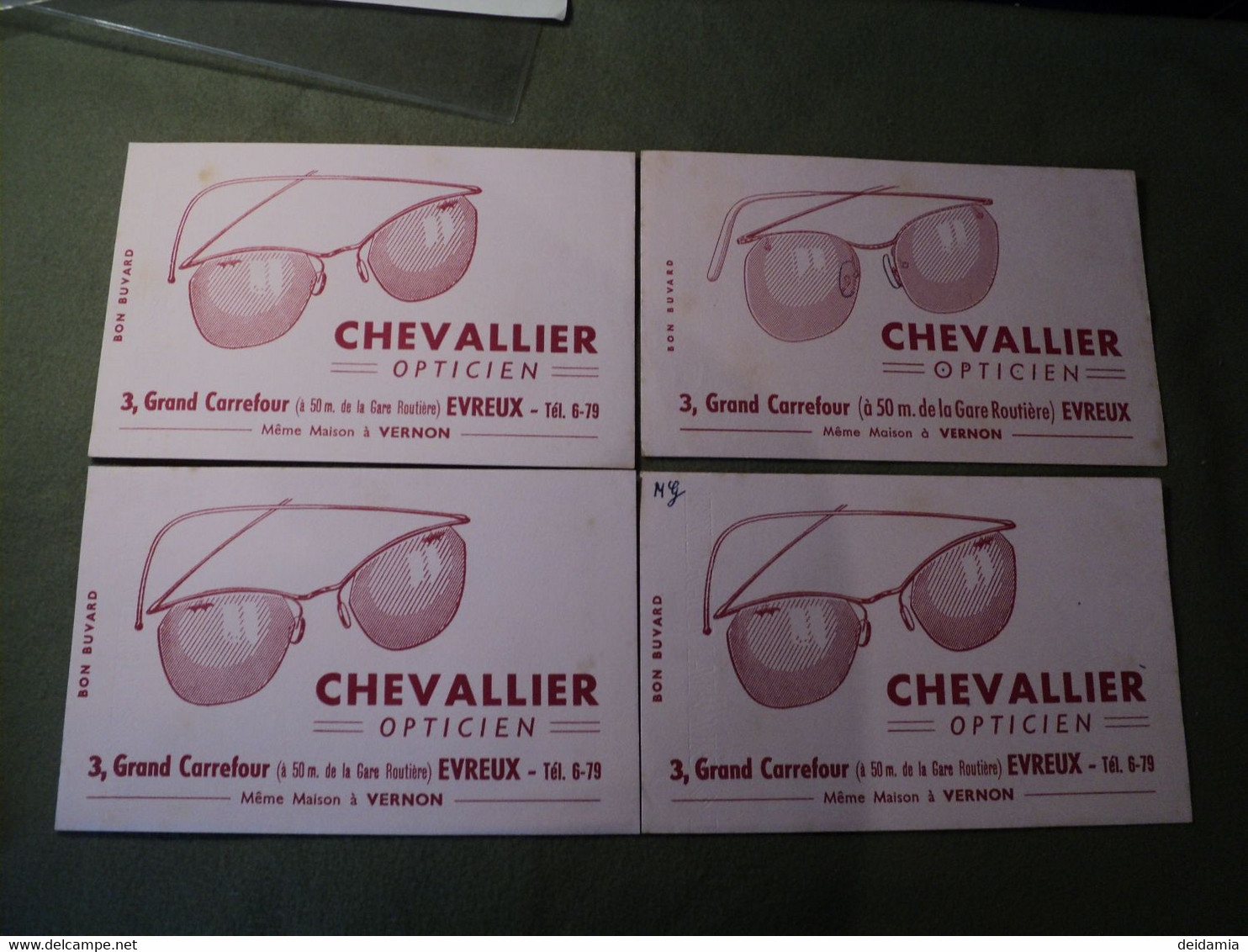 LOT DE 4 BUVARDS CHEVALLIER OPTICIEN. EVREUX. 27 3 GRAND CARREFOUR. MEME MAISON A VERNON - O