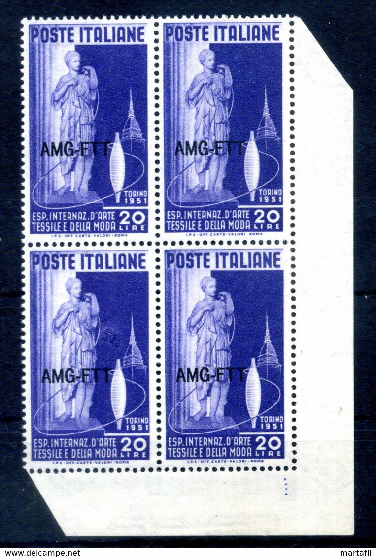 1951 Trieste Zona A S114 MNH **, Esposizione Int. Di Arte Tessile E Della Moda A Torino, Quartina - Mint/hinged