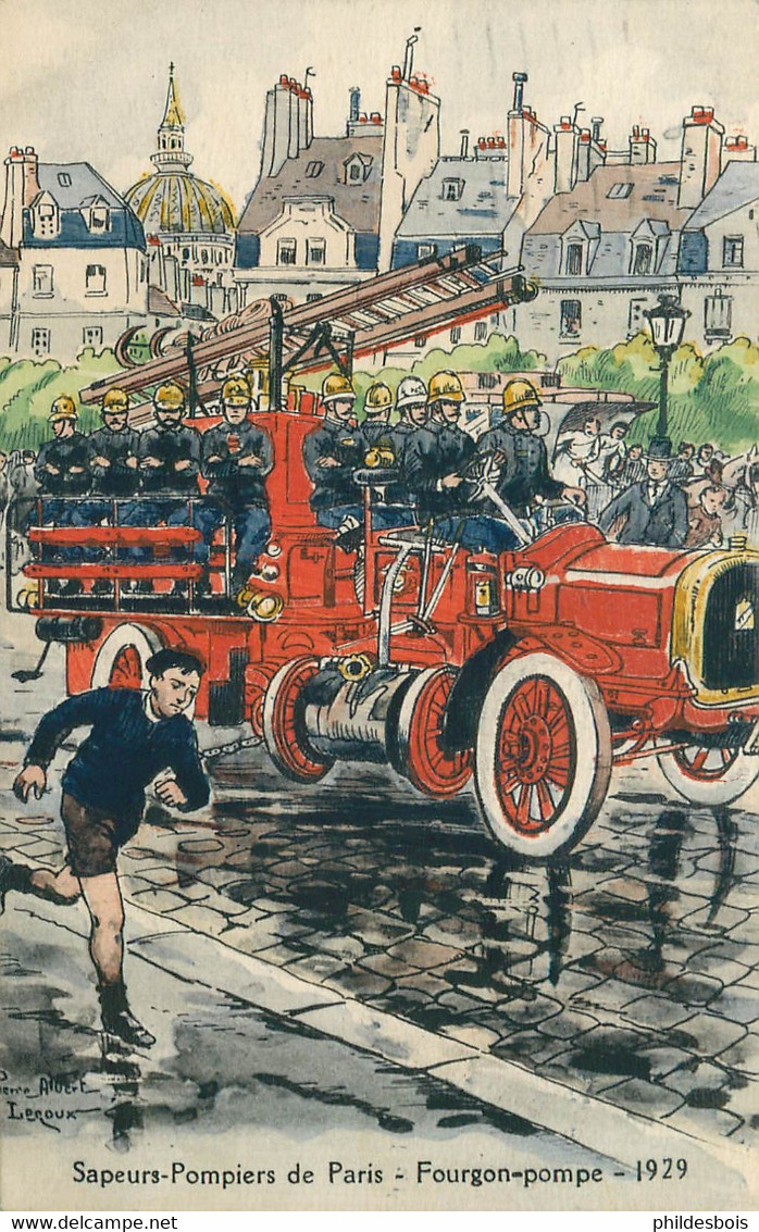 POMPIERS  Sapeurs Pompiers De Paris  Fourgon Pompe 1929 - Firemen