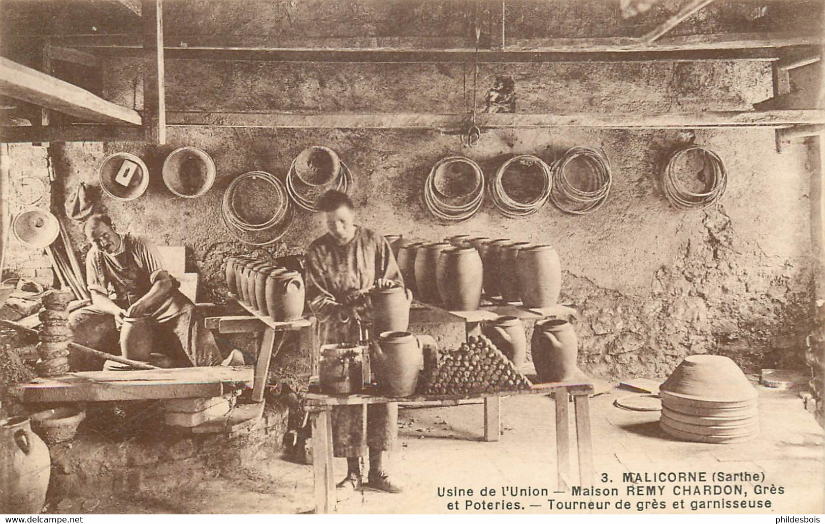 SARTHE  MALICORNE  Usine De L'union "maison Remy CHARDON Grés & Poteries"  Tourneur De Grés - Malícorne Sur Sarthe