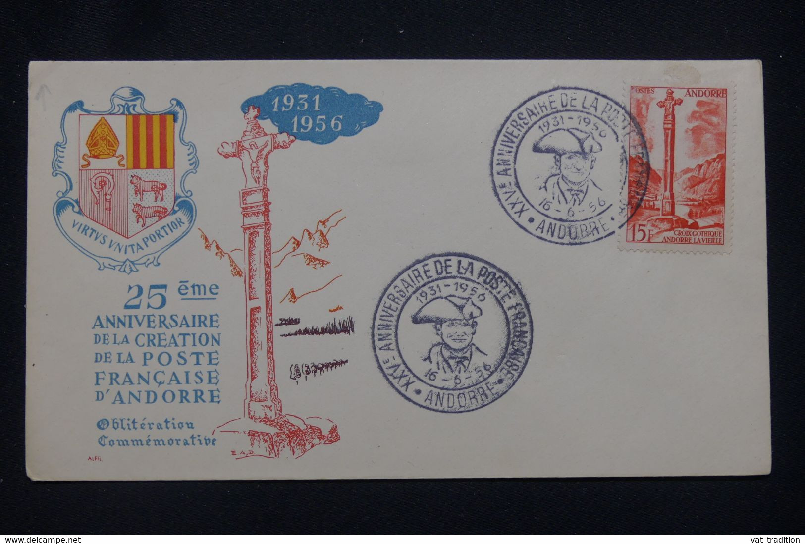 ANDORRE - Enveloppe Commémorative En 1956 - La Poste Française  - L 138968 - Covers & Documents