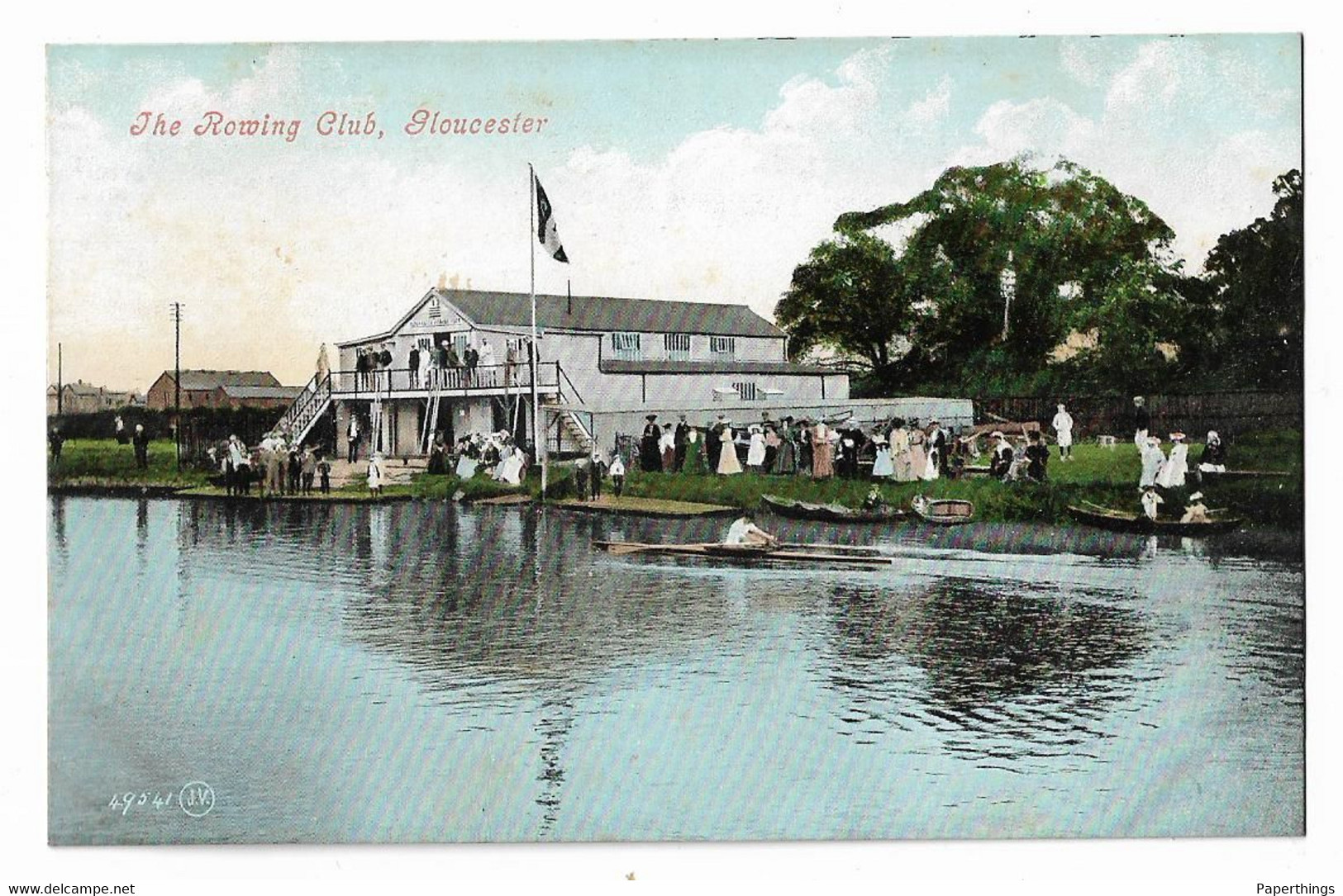 Postcard, Gloucestershire, Gloucester, The Rowing Club, River, Boat, People. - Gloucester