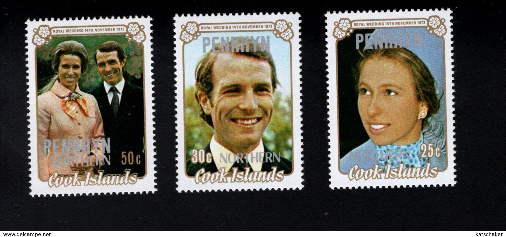 1702593955 1974 (XX) SCOTT 47 49 POSTFRIS MINT NEVER HINGED - WEDDING OF PRINCESS ANNE AND CAPT. MARK PHILIPS - Penrhyn