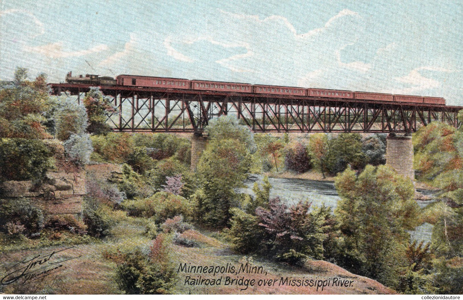 MINNEAPOLIS - MINN. - RAILROAD BRIDGE OVER MISSISSIPI RIVER - CARTOLINA FP NUOVA - Minneapolis