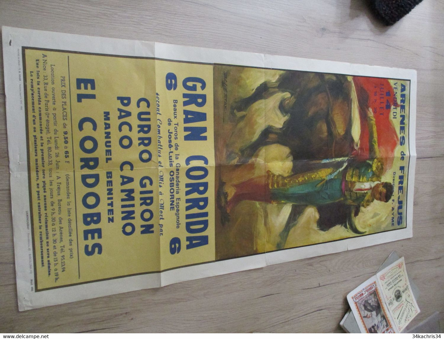 Affiche 70 X 33  Illustrée Par Banestar Corrida Arênes De Fréjus El Cordobes 1964 - Afiches