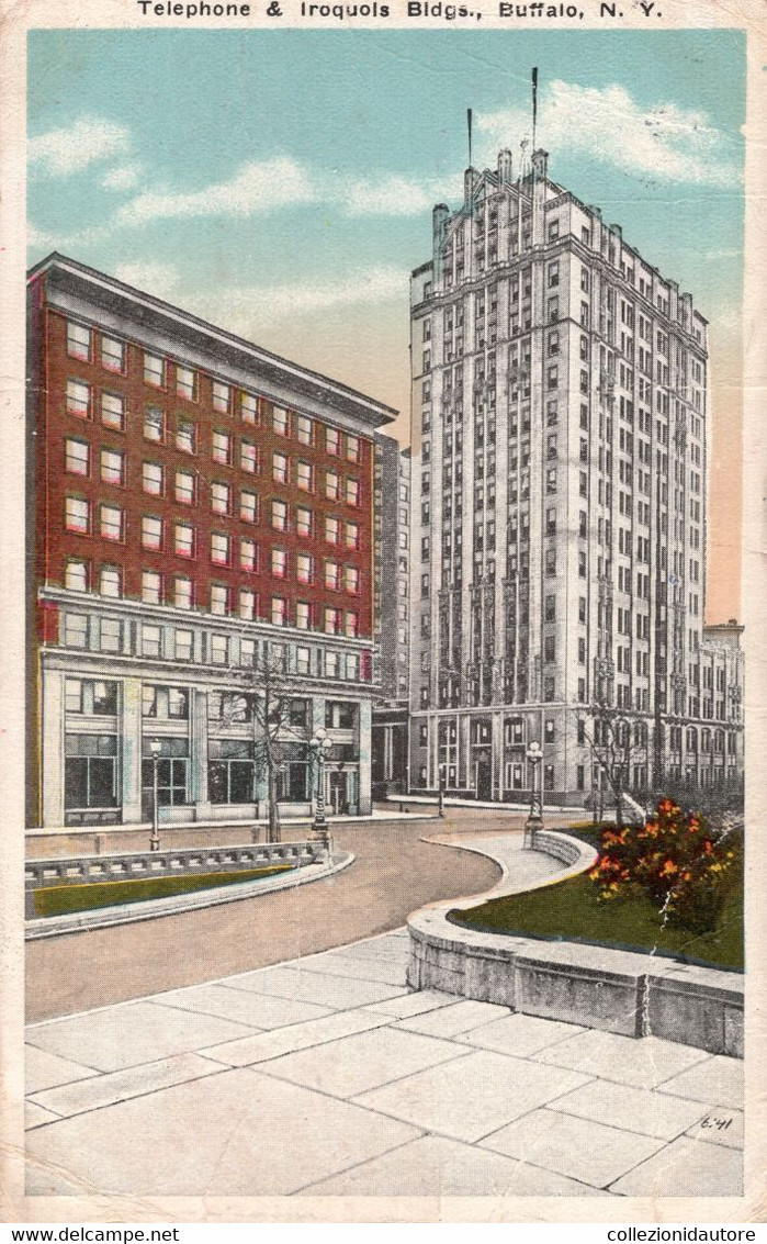 BUFFALO N.Y. - TELEPHONE & IROQUOLS BLDGS. - BUFFALO N.Y. - CARTOLINA FP SPEDITA NEL 1937 - Buffalo