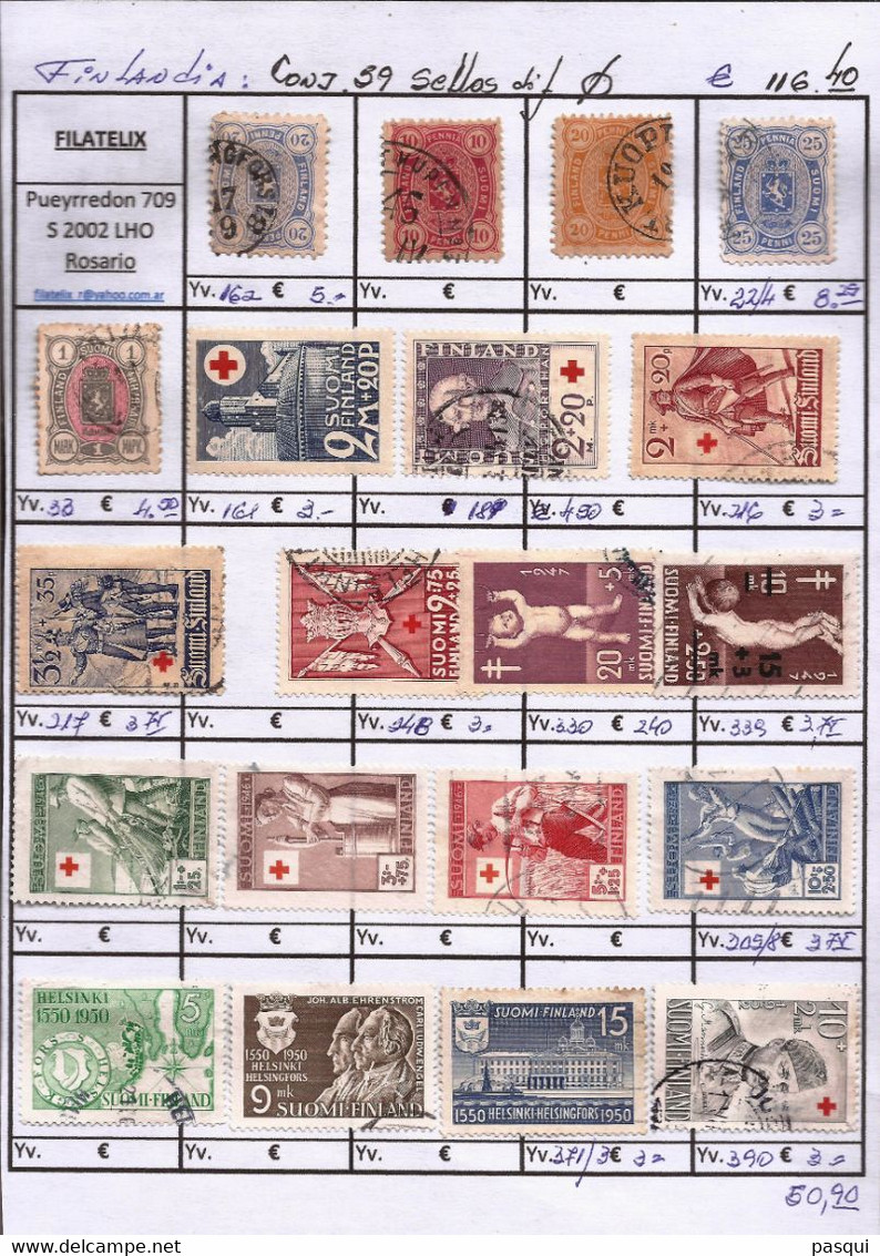 FINLANDIA - Fx. 3530 - Seleccion De 59 Sellos Diferentes - Ø - Colecciones